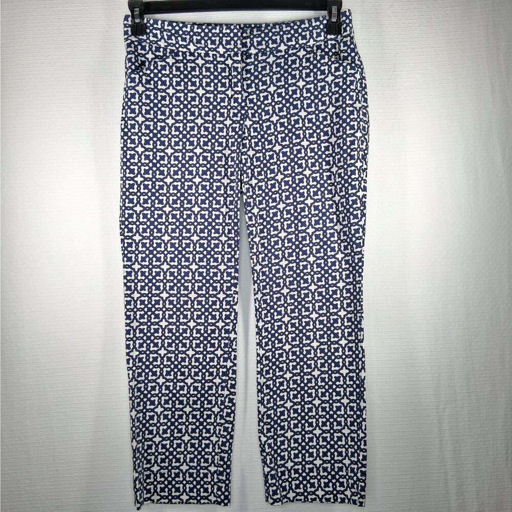 Laundry by Shelli Segal Cropped Pants Trousers Women's Size 4 Blue & White
